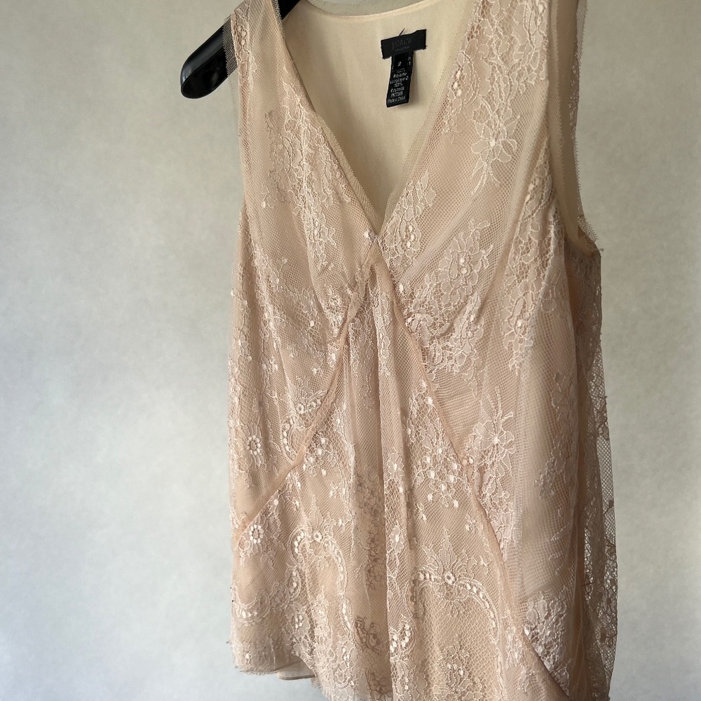J.Crew Collection Light Pink/Champagne Lace Tank